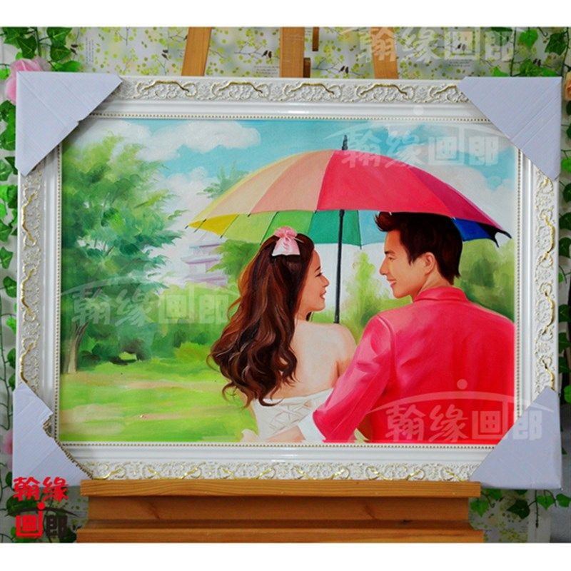 纯手绘油画定制 人物婚纱油画 宠物风景画 传统肖像个性订制装饰