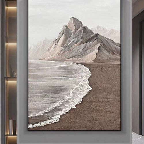 轻奢海浪肌理油画入户玄关背景装饰画纯手绘客厅餐厅抽象立体挂画