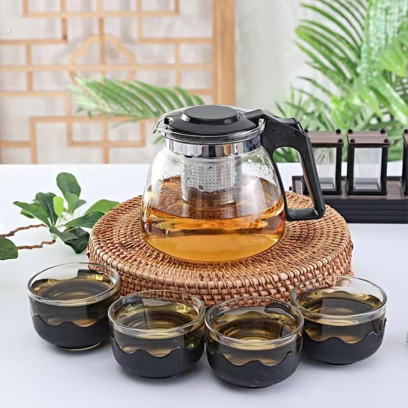 5件套茶具家用耐热带盖子水具套装功夫泡茶壶玻璃耐高温茶杯茶漏