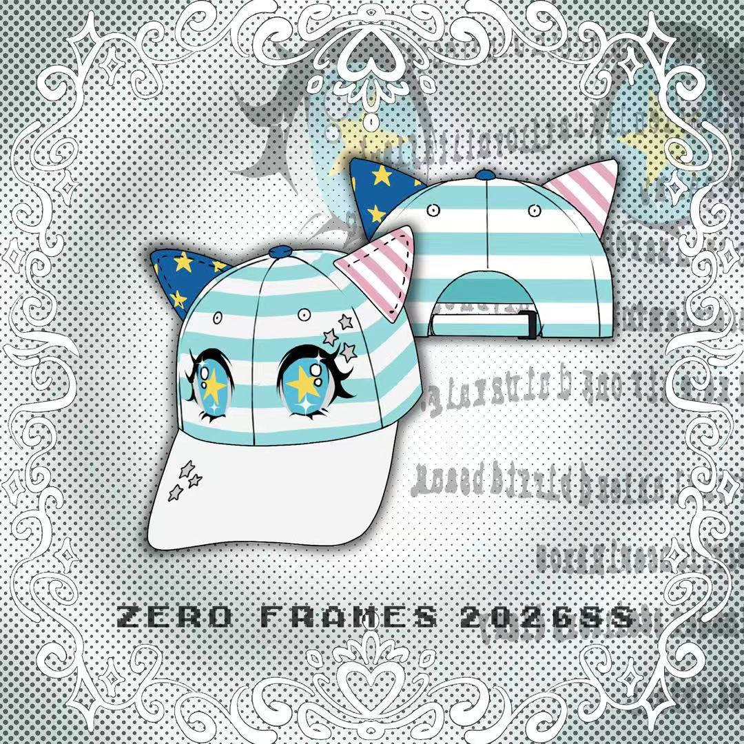 ZEROFRAMES条纹印花星星铆钉帽