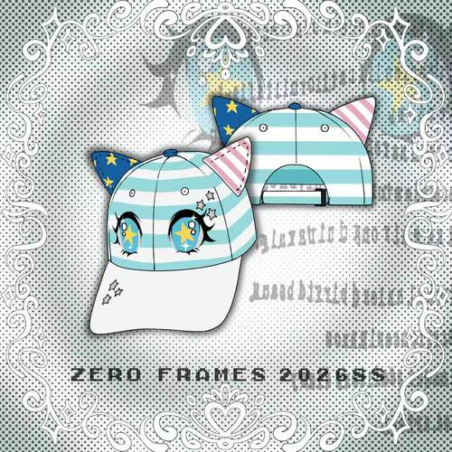 ZEROFRAMES条纹印花星星铆钉帽