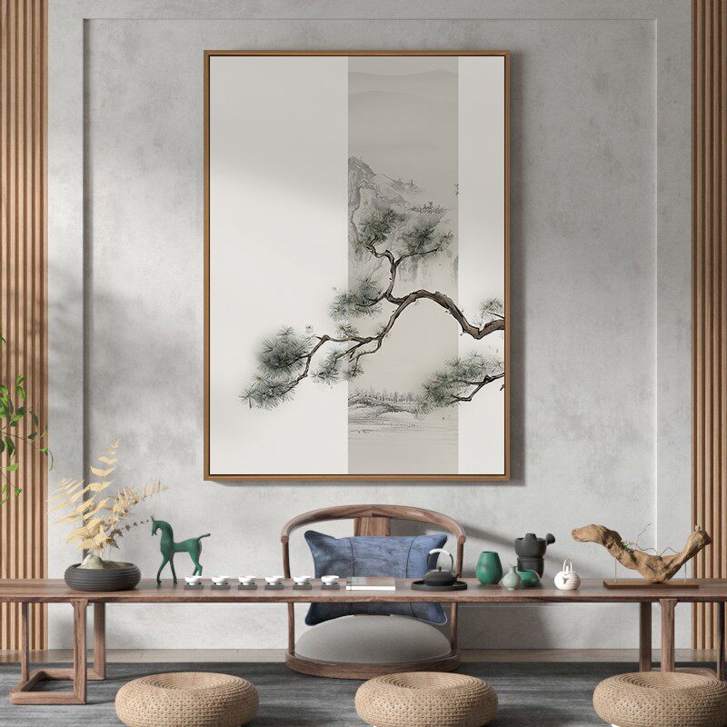 新中式装饰画客厅餐厅玄关壁画书房办公室挂画岁寒三友茶室包厢画