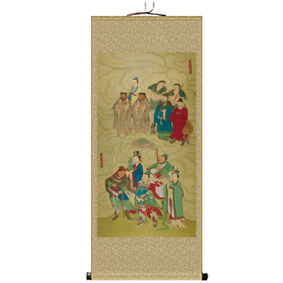 药病三皇圣祖画像苗稼五谷之神绢布画中医人物卷轴画神仙水陆挂画
