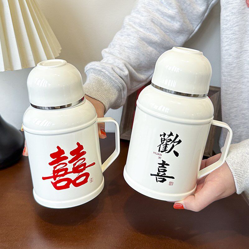 大容量保温水壶复古便携带盖焖茶壶2024新款保温杯茶水分离热水瓶