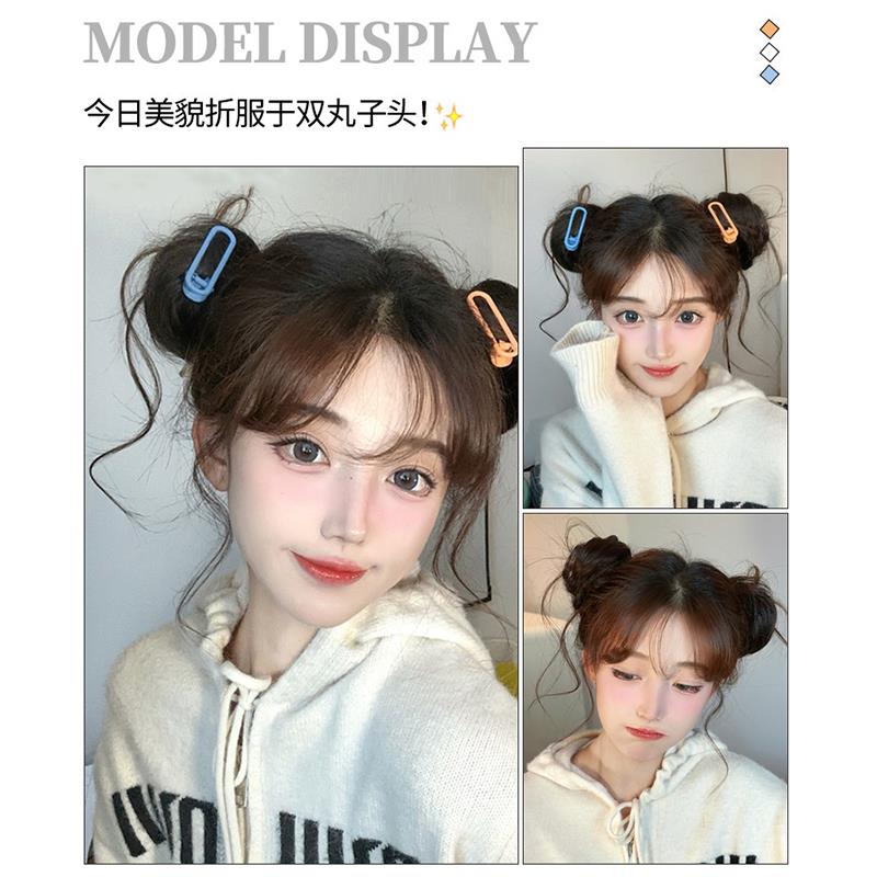 龙须双丸子头假发包自然蓬松皮筋可爱花苞盘发圈增发量高级感发饰