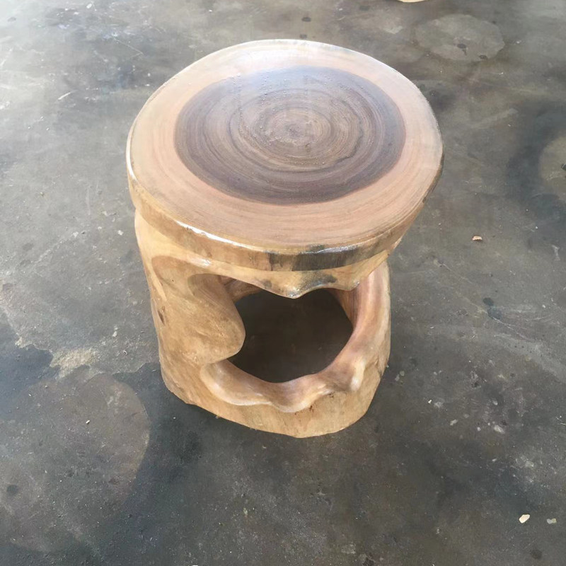 牙凳镂空凳子原木墩实木墩子香樟树墩树桩凳子创意茶几实木圆凳