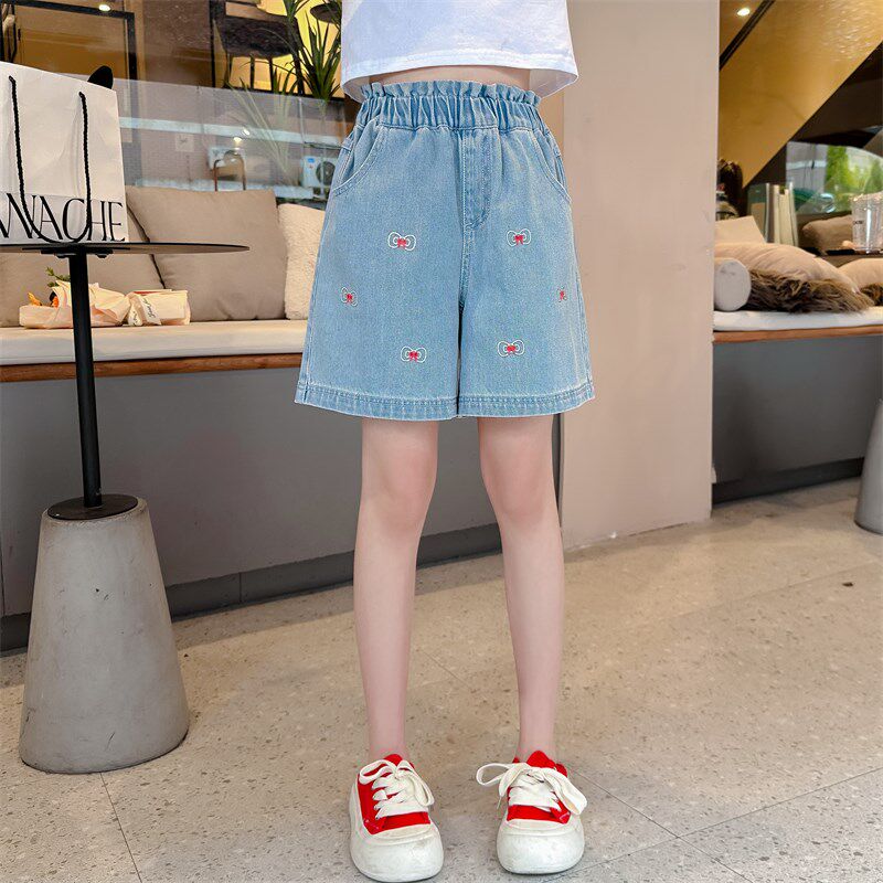 女童牛仔短裤夏装2024新款夏天儿童五分裤外穿女大童裤子夏季薄款