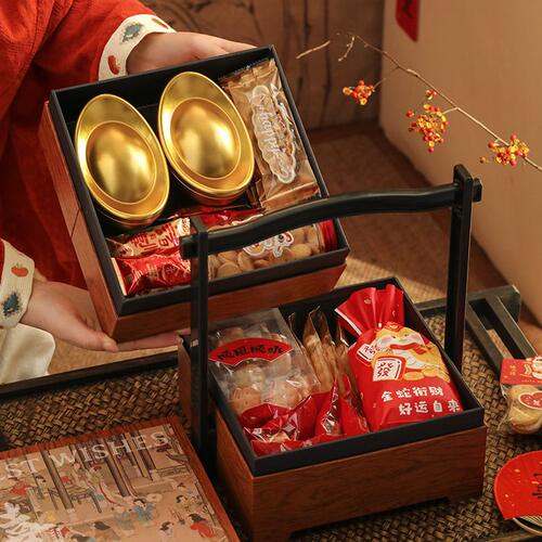 甄选2025新年礼盒包装档中式蛇年春节过年零食饼干糖果点心礼品空