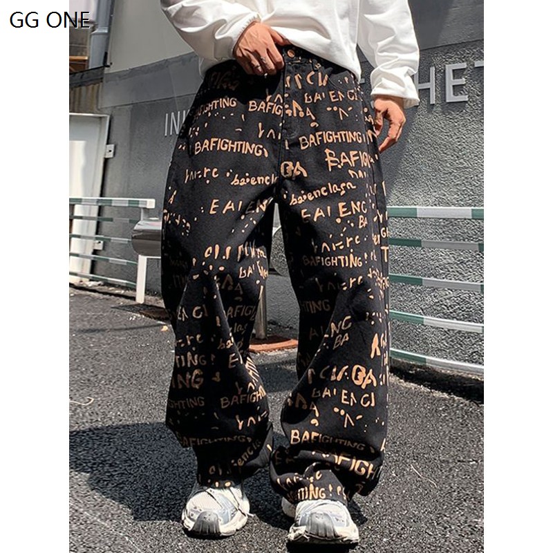 GGONE涂鸦字母高街牛仔