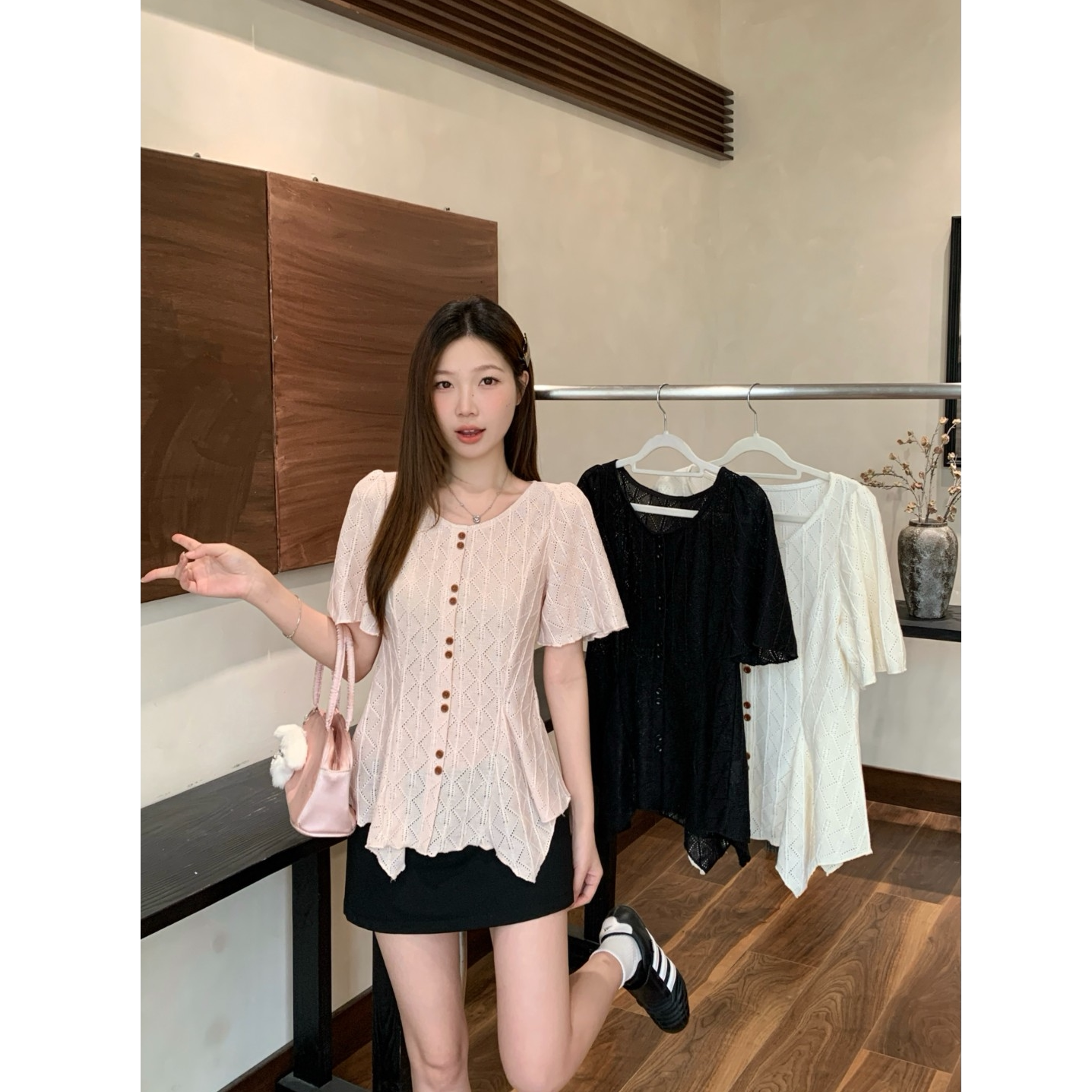 大码2026夏装新款不规则下摆短袖T恤女装设计感收腰显瘦简约上衣