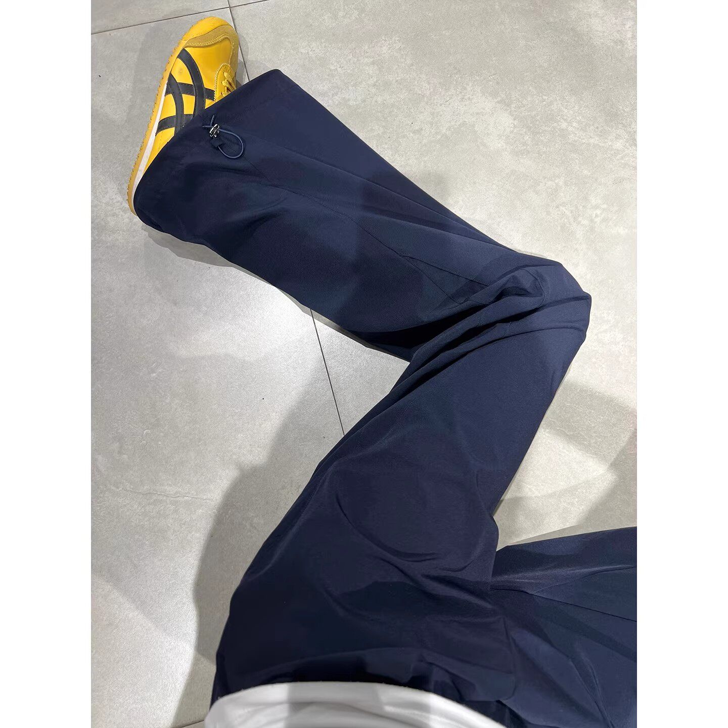 藏青色速干裤子男夏季薄款登山防水冲锋裤美式cleanfit直筒休闲裤