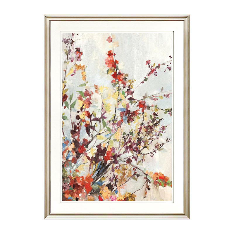 美式饭厅田园风壁画清新水彩花卉装饰画简美轻奢卧室床头玄关挂画