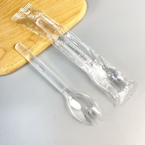 透明一次性叉勺单独包装勺子塑料叉子叉勺长柄加厚水果捞勺蛋糕叉