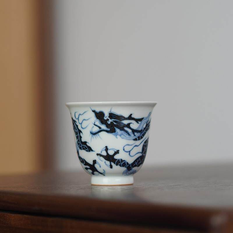 观古珍玩 景德镇高端茶具 仿古柴窑永宣元明青花瓷器茶杯盖碗茶壶