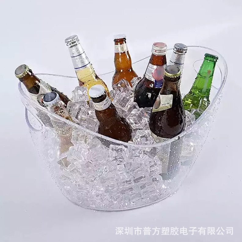 甄选现货直供跨境电商 亚克力PS透明香槟酒桶 12升大号双提手元冰