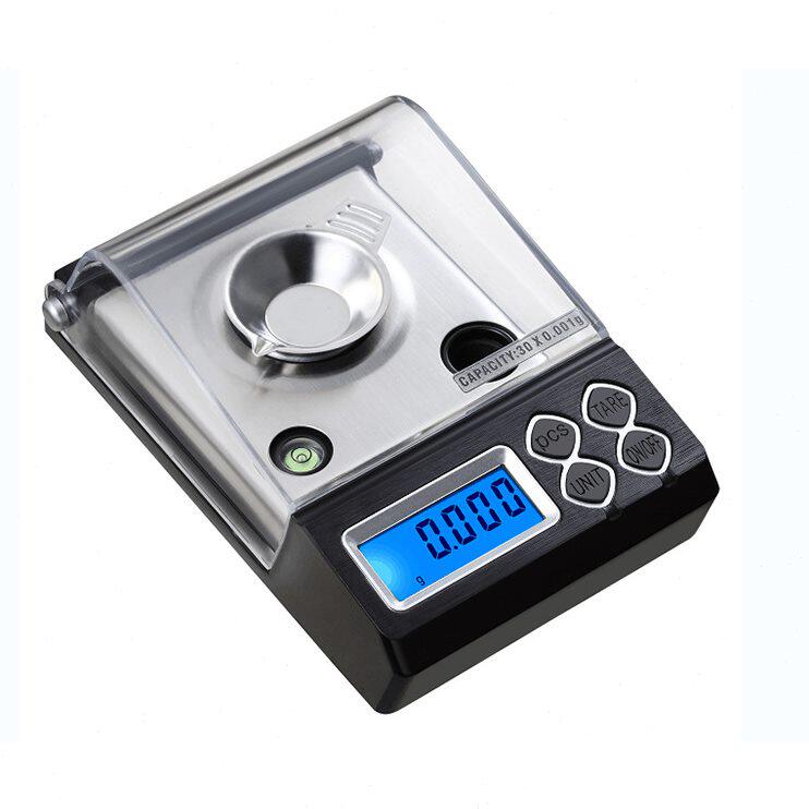 甄选迷你珠秤0.001g家用粉口红毫克天平 精度克拉称微 型电子秤