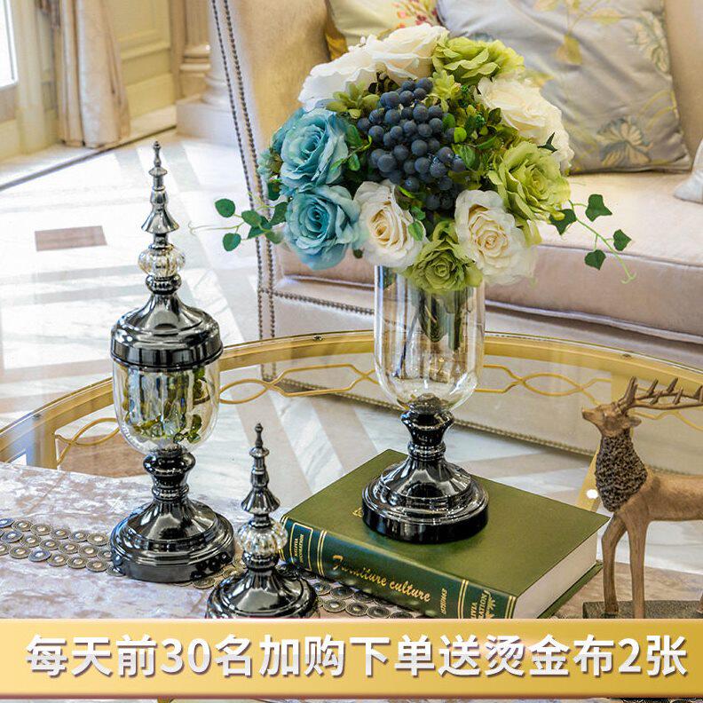 甄选欧式花摆件客厅插花美式餐桌现轻奢风家居电视柜干花软装饰品