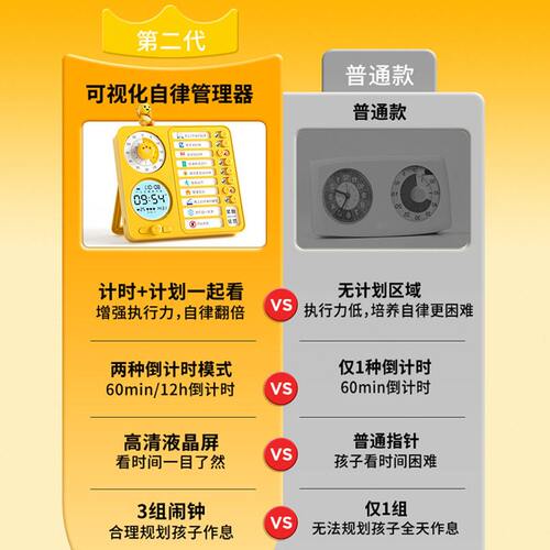 甄选猫太子液晶计时器学生自律定时器多功能闹钟时间计划表时间管