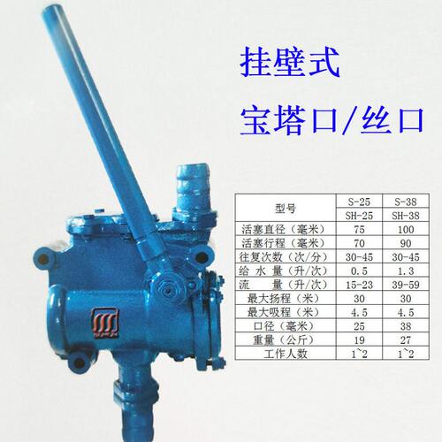 甄选SH-38手摇泵清水挂壁S25活塞吸送油类液体手动水泵落地人防手