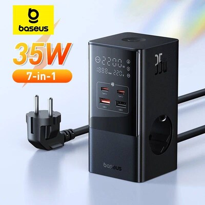 35W Fast Charger Digital Power Strip 7-in-1 Charging Station