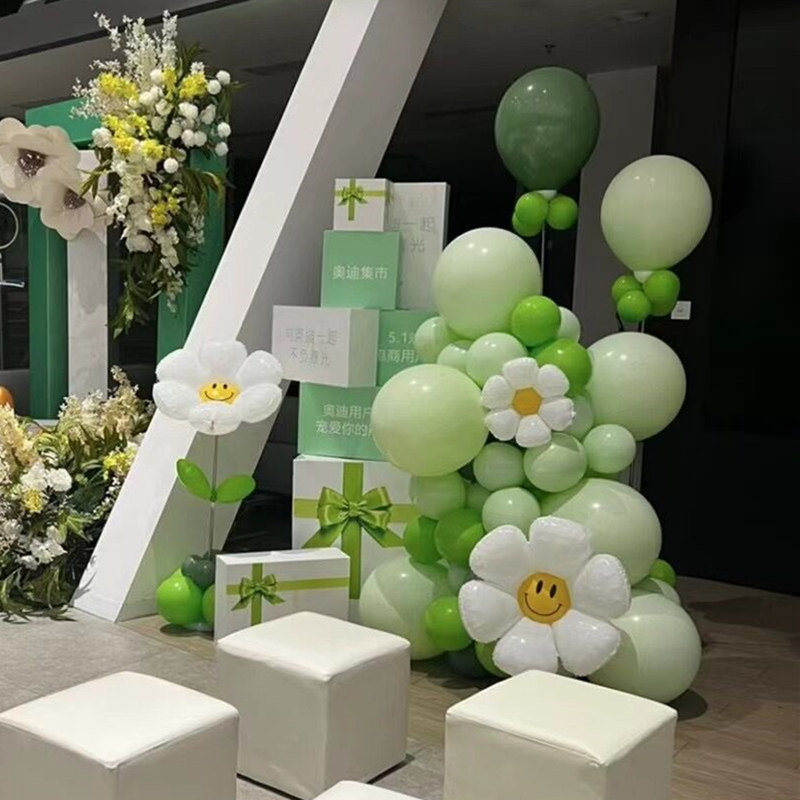 牛油果绿气球链宝宝周岁生日装饰布置61幼儿园店铺开业庆活动圆形