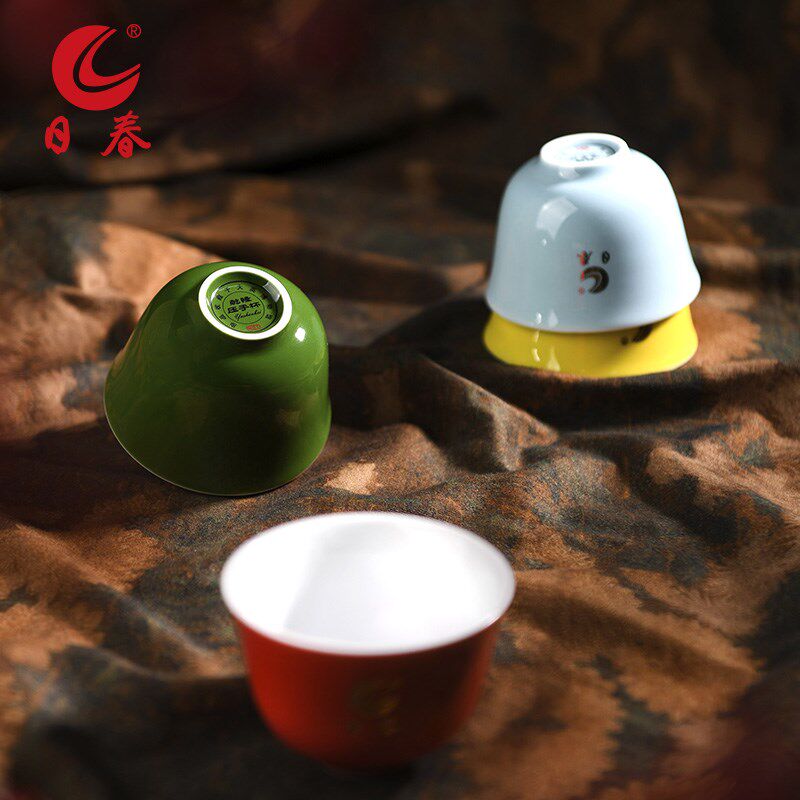 日春茶叶茶具茶杯个人杯【乾隆压手杯】陶瓷铁观音岩茶红茶通用