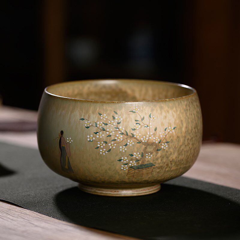 手绘建水茶洗陶瓷大号水盂日式家用功夫茶具茶杯水洗杯子茶碗笔洗