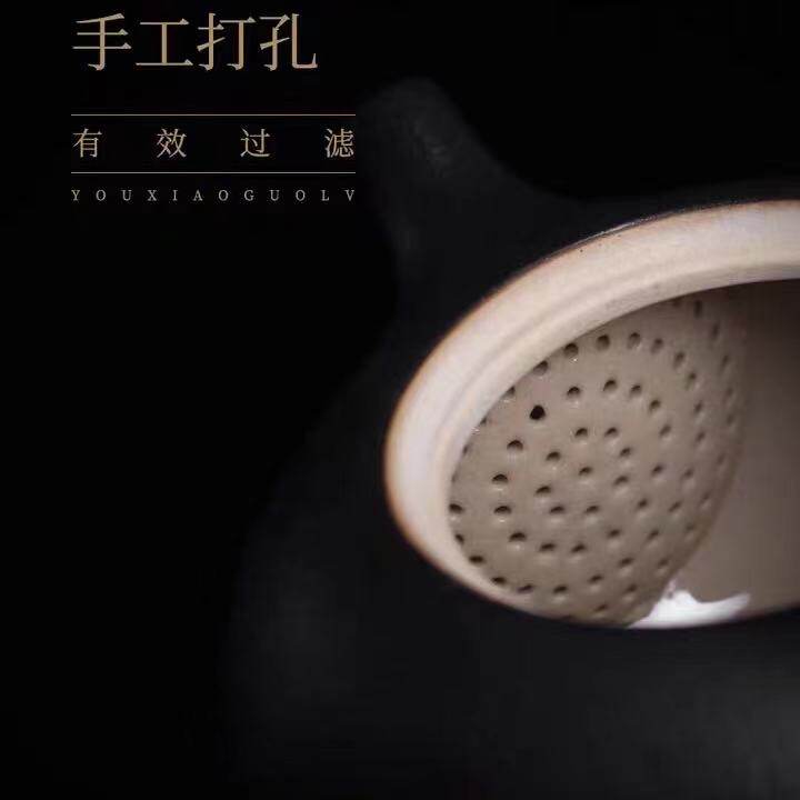 黑陶单壶泡茶壶陶瓷粗陶家用创意茶具过滤单壶手工泡壶滤水壶陶壶