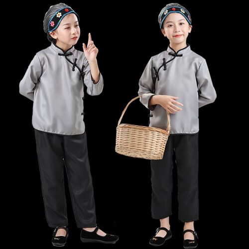 元旦老奶奶服装幼儿扮演小品表演服村姑老太太演出儿童秧歌表演服