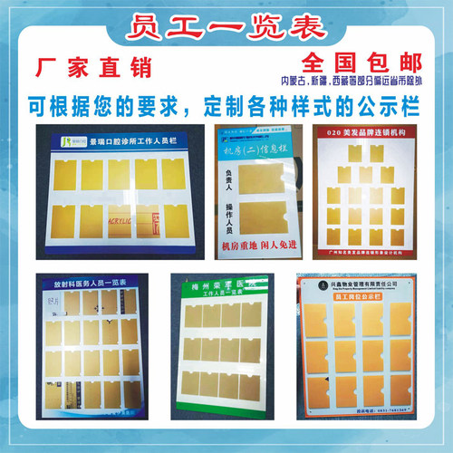 员工信息展示栏 医护人员工作人员一览表 小区物业人员岗位公示牌