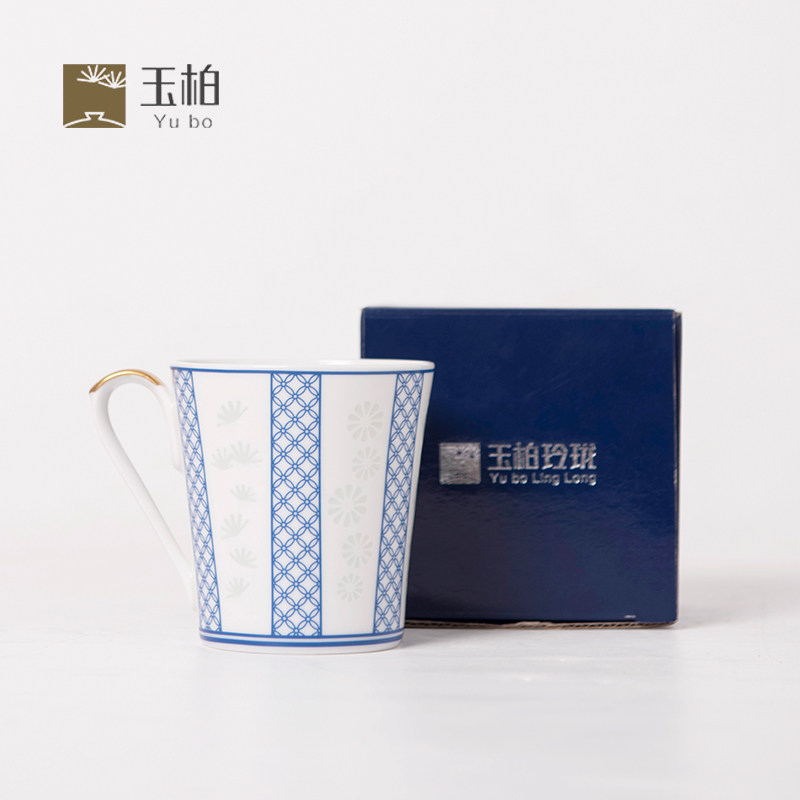 景德镇青花杯子玉柏陶瓷水杯玲珑咖啡杯梅兰竹菊创意马克杯定制