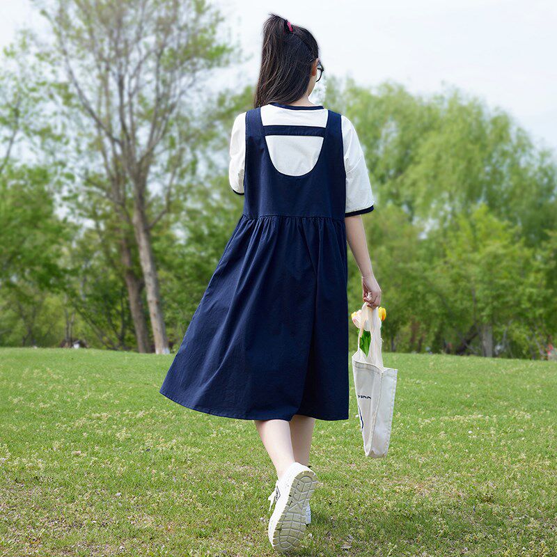 少女背带连衣裙中学生夏装15岁2024夏季新款初中生裙子高中学院风
