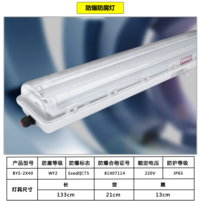 T8防爆防腐全塑荧光灯ExdeIICT6防爆灯工厂仓库防水led日光灯全套