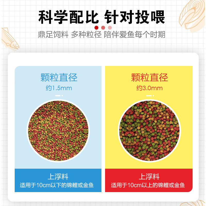 鼎足别墅池养锦鲤鱼饲料专攻色扬育成塑形观赏鱼粮颗粒不浑水高端