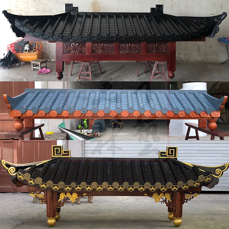 东阳木雕中式实木仿古建筑装饰屋檐飞檐门头牌坊门楼凉亭长廊定制