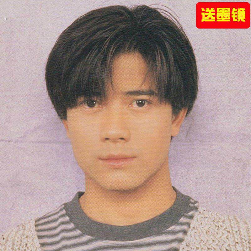 中分短发假发套自然棕男士假发高温丝材质表演用复古头套造型