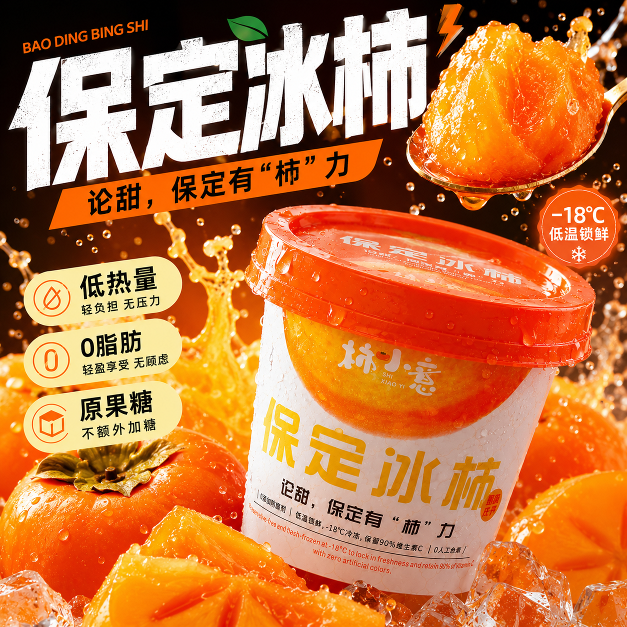 柿小意保定冰柿冰激淋口感即食冷冻甜品特产6杯装