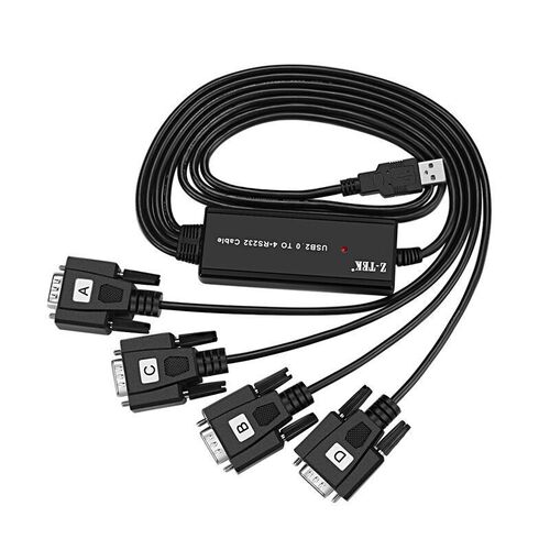 (Z-TEK)力特USB转2口4口RS232串口线 DB9针232com口公头ZE552A