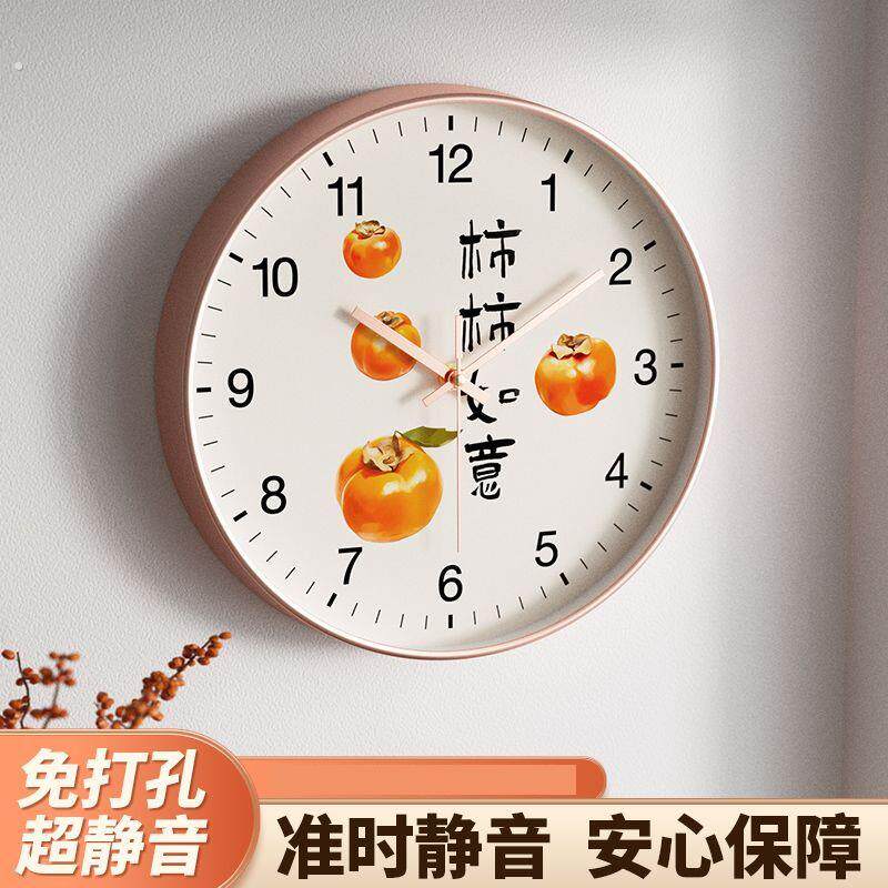 中式挂在客厅墙上的挂钟家用钟表静音卧室装饰时钟圆形无声石英钟