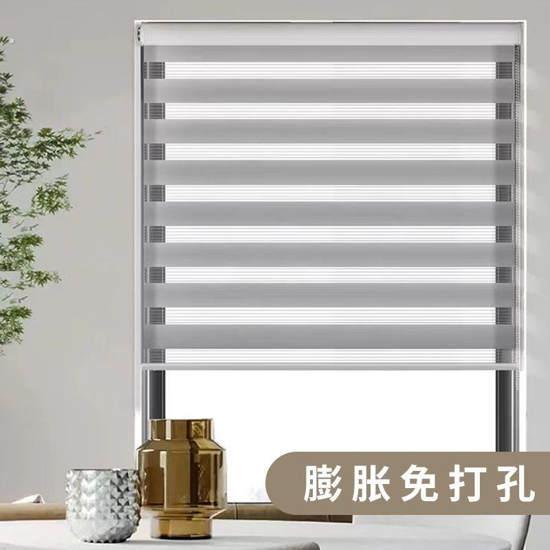 免打孔遮光百叶防油双层遮阳帘厨房防水卫生间透气卷帘卷拉式静音