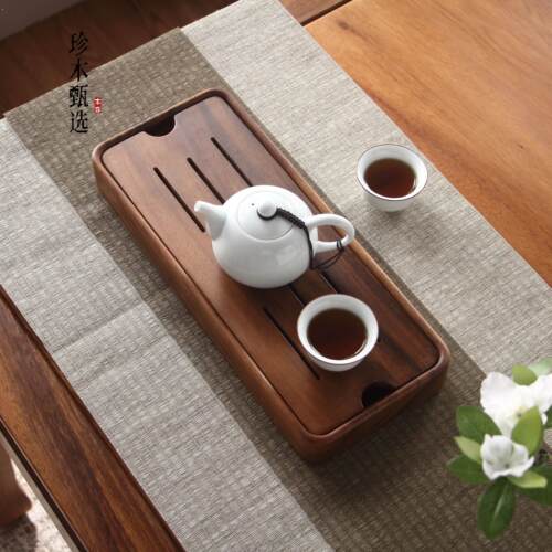 胡桃木茶盘实木整块家用茶海小型中式高端储水式干泡茶台茶托 托