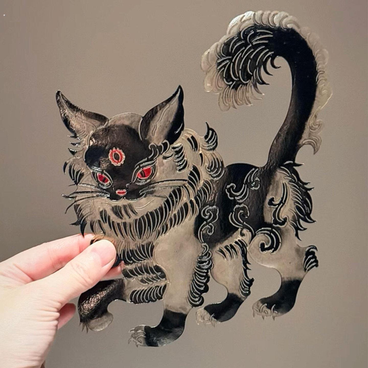 皮影新年装饰画传统非遗文化手工制作新中式挂画创意玄关桌面摆件
