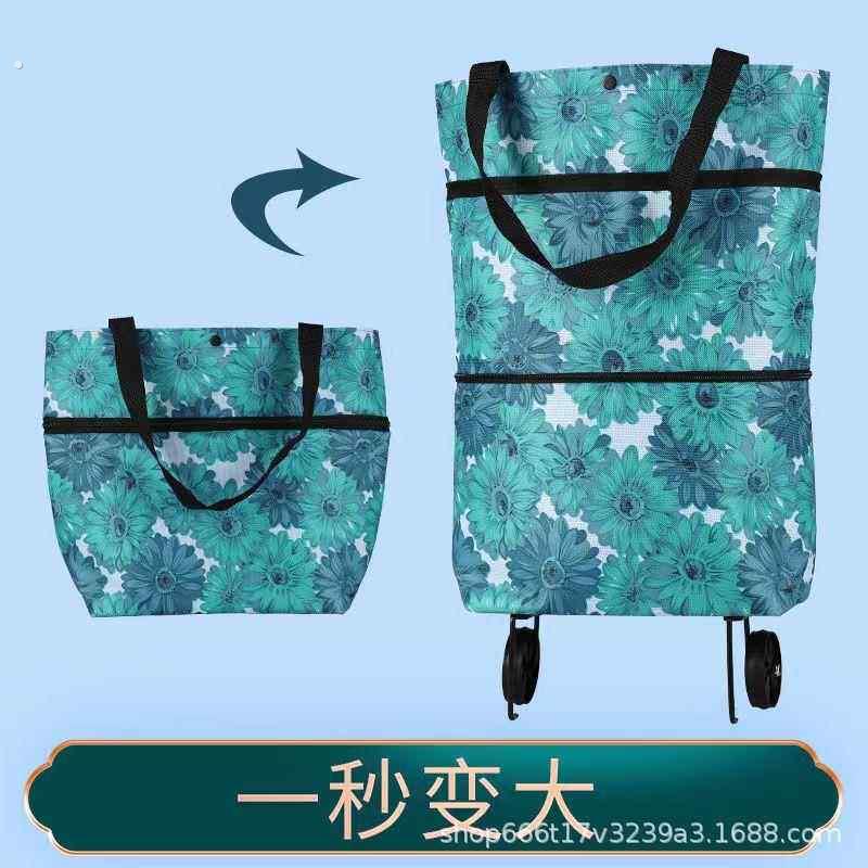 可折叠防水购物车 便携式手拉买菜车伸缩两用牛津布轮子拖车