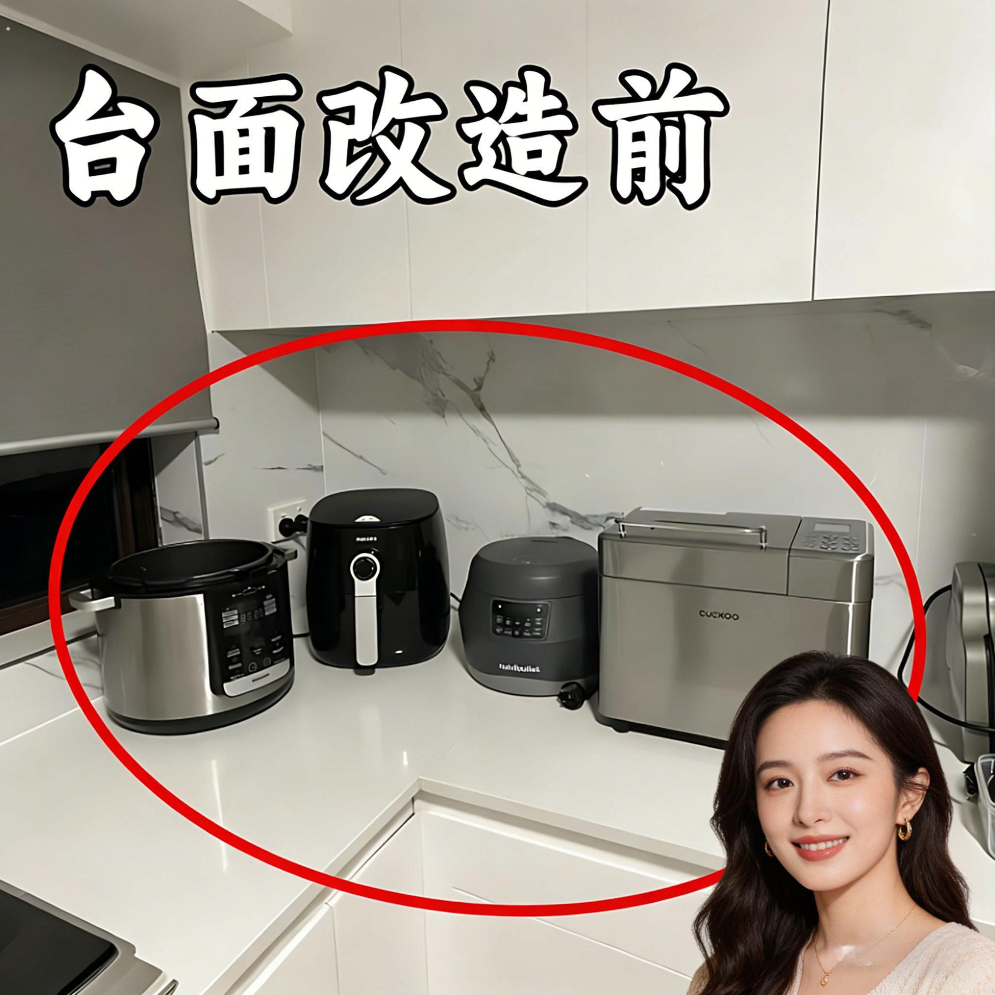 台面改造成功！家用台面烤箱电饭煲收纳架可伸缩收纳脸盆架