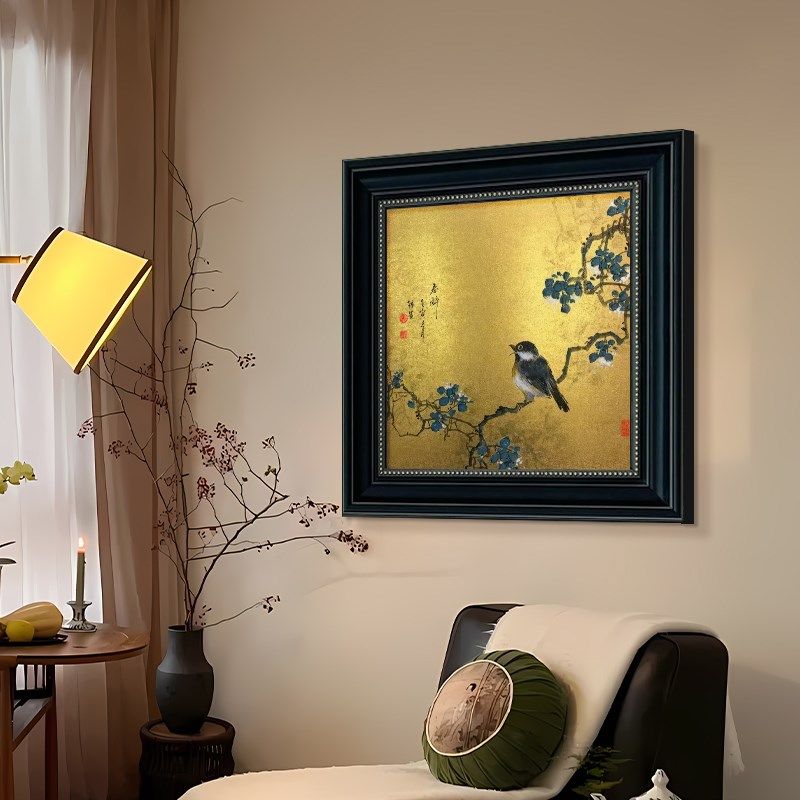 法式中古风喜上眉梢玄关装饰画复古油画走廊过道挂画高档大气壁画