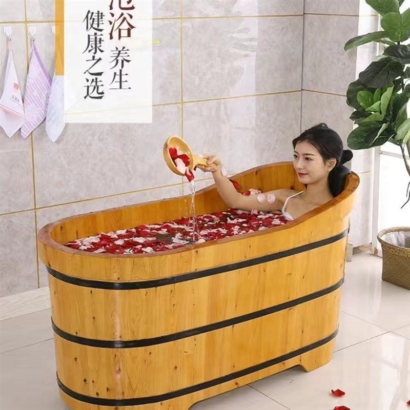 木桶泡澡桶自动加热恒温浴桶成人加厚药浴大浴缸熏蒸两用泡澡沐桶