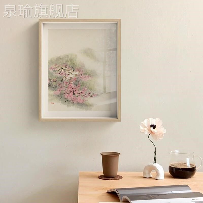 网红半庭x竹庵 日式简约装饰书画新中房式禅意山水玄关挂画原木风