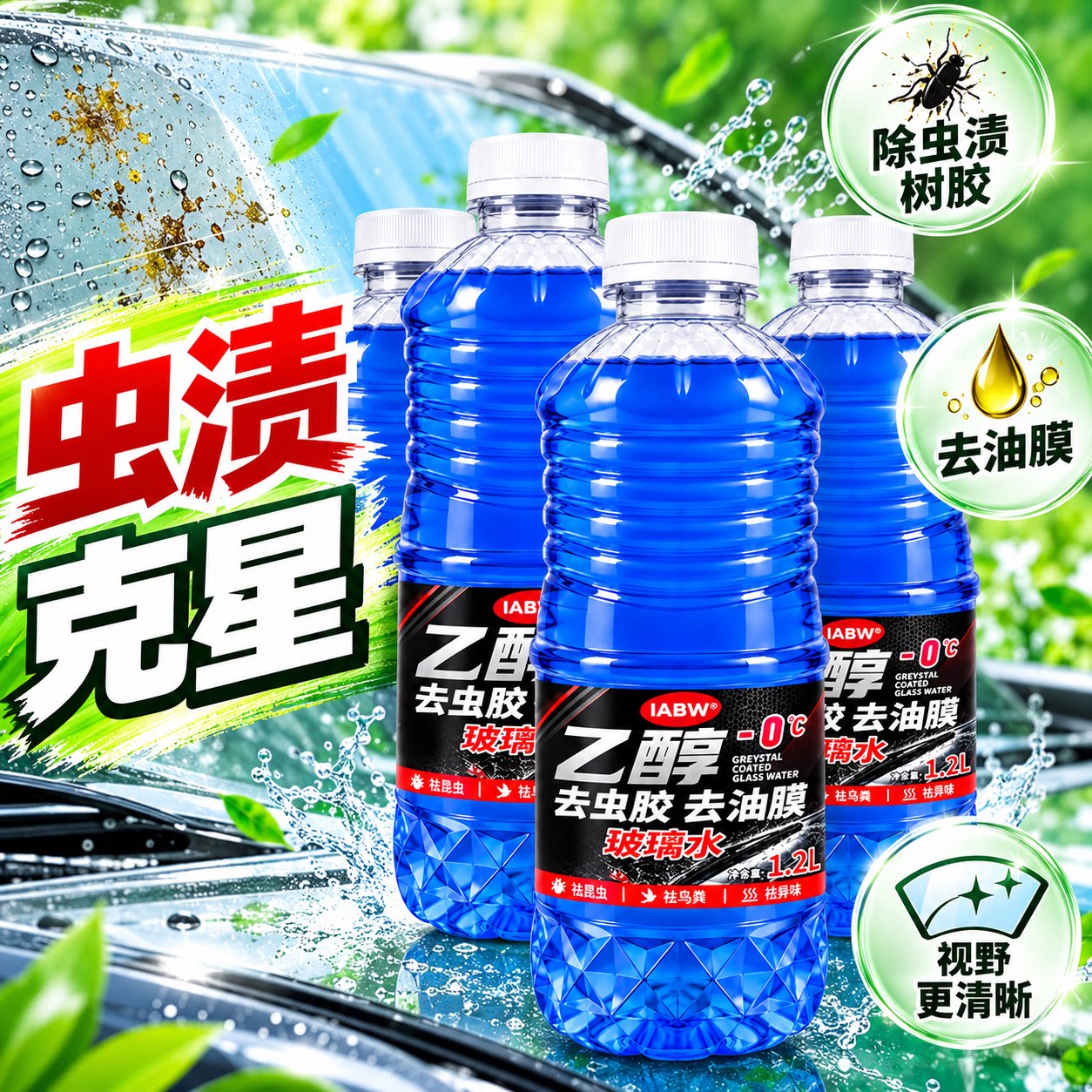 IABW去油膜玻璃水防冻强力去污乙醇去油膜玻璃水装汽车清洗剂