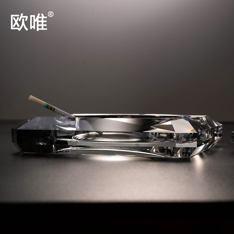 欧式水晶玻璃烟灰缸纯手工切割烟缸客厅办公室酒吧烟灰缸定制LOGO