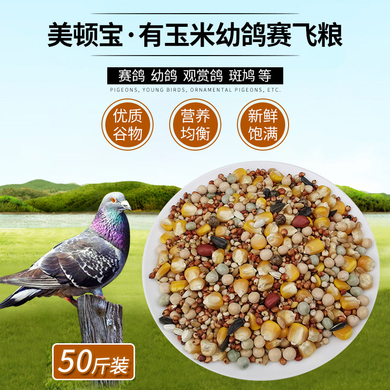 美顿宝战鸽粮50斤带玉米杂粮鸟食赛飞鸽营养保健砂鸽饲料斑鸠种鸽